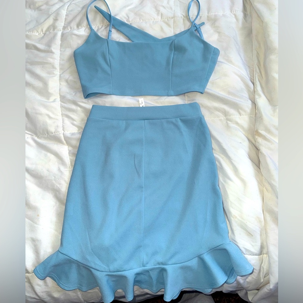 Lucy in the Sky - blue two piece skirt set